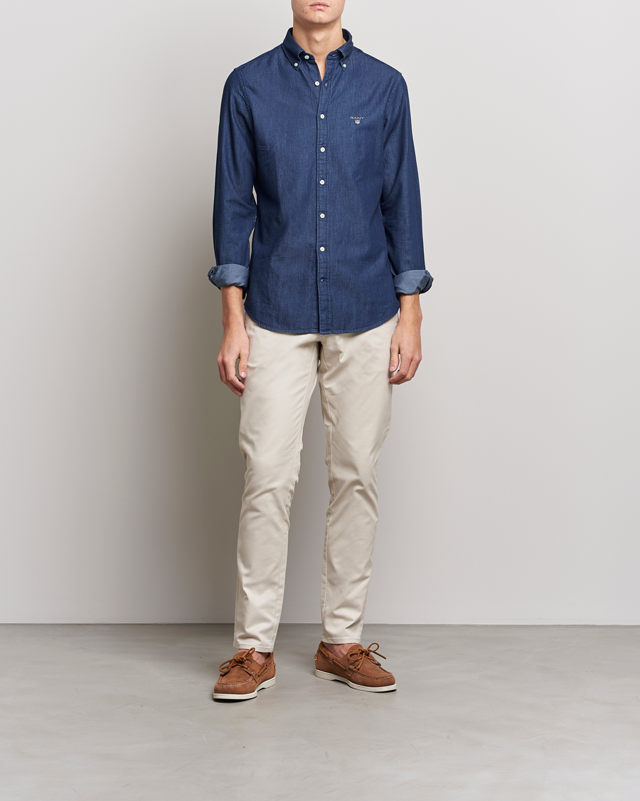 Herr | Skjortor | GANT | Slim Fit Denim Shirt Dark Indigo