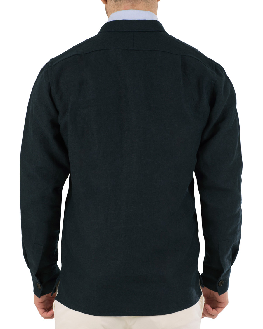 Herr | Skjortor | Drake's | Linen 2 Pocket Schacket Navy