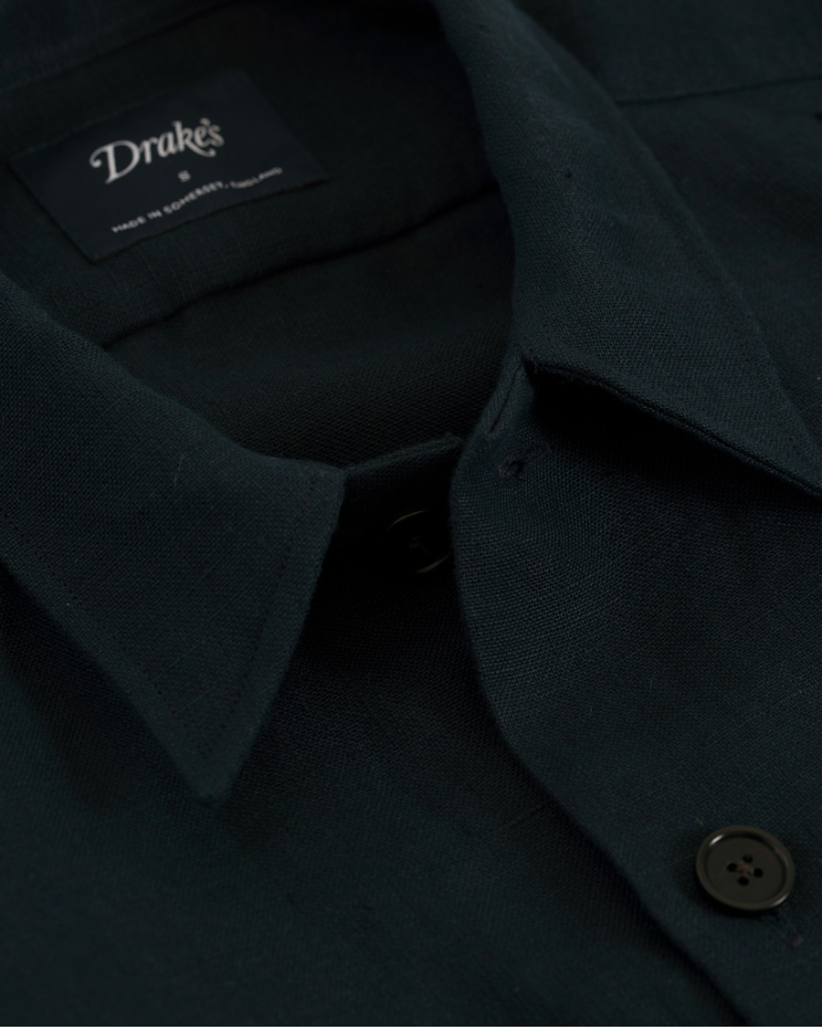 Herr | Skjortor | Drake's | Linen 2 Pocket Schacket Navy