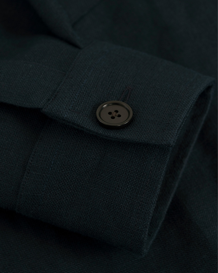 Herr | Skjortor | Drake's | Linen 2 Pocket Schacket Navy