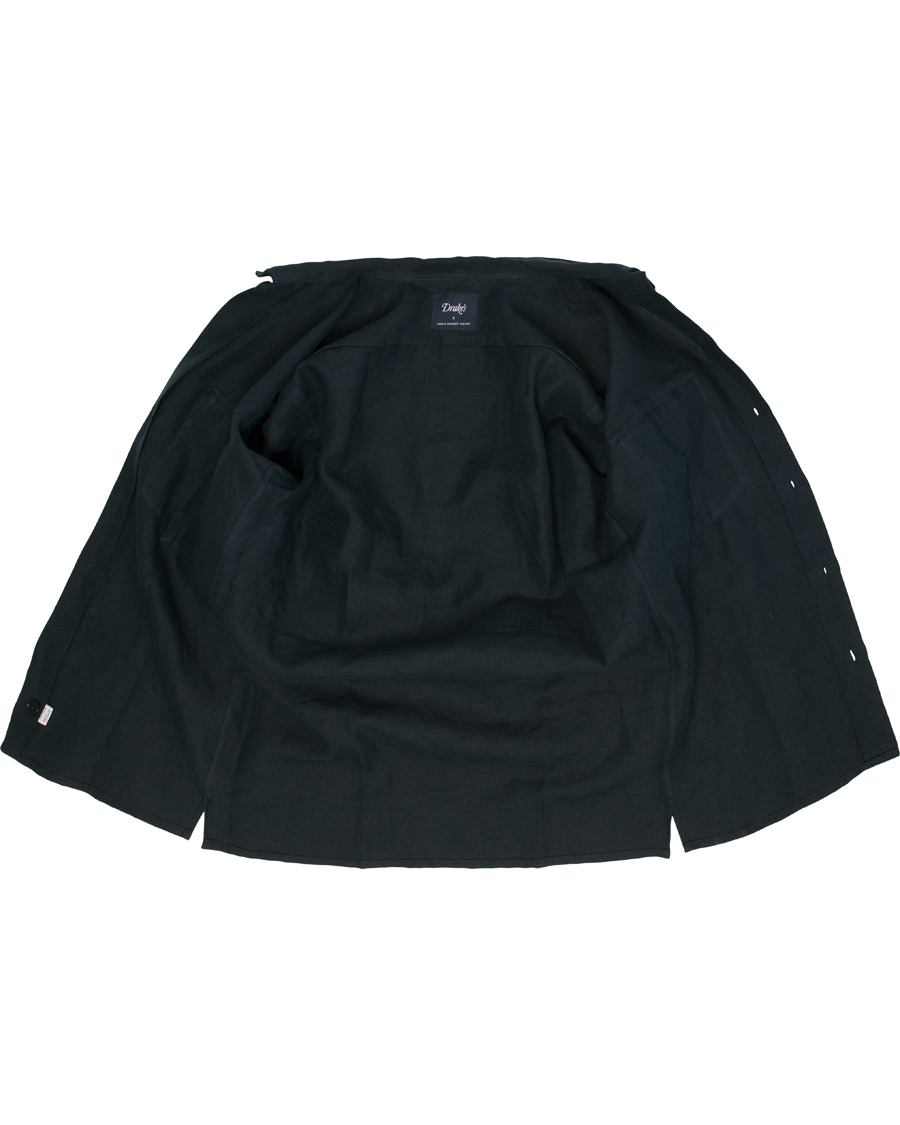 Herr | Skjortor | Drake's | Linen 2 Pocket Schacket Navy