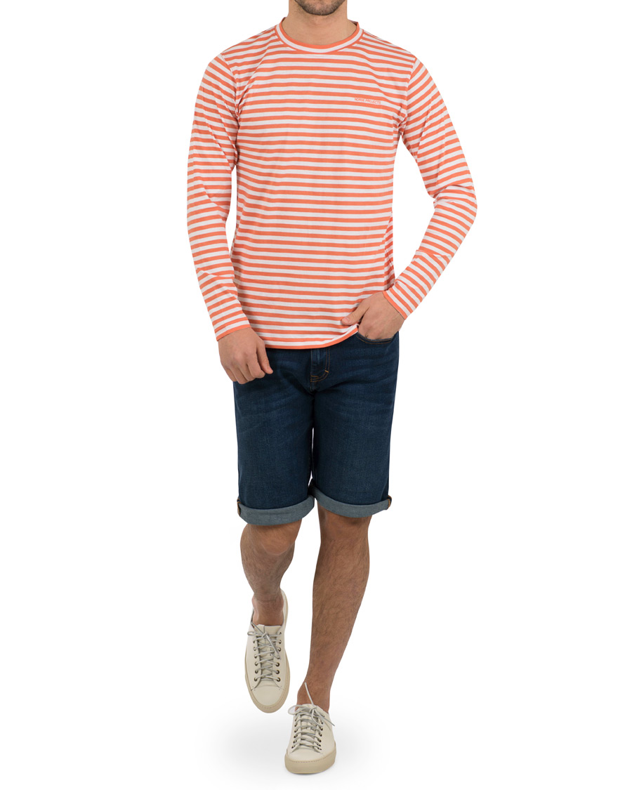 Herr | T-Shirts | Norse Projects | James Logo Stripe Long Sleeve Tee Burned Red