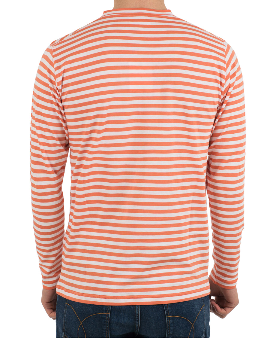 Herr | T-Shirts | Norse Projects | James Logo Stripe Long Sleeve Tee Burned Red