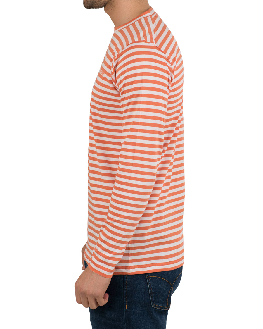 Herr | T-Shirts | Norse Projects | James Logo Stripe Long Sleeve Tee Burned Red