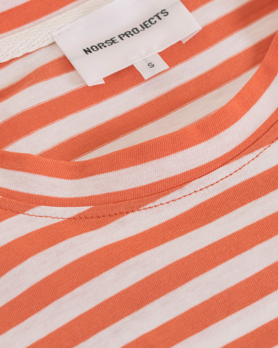 Herr | T-Shirts | Norse Projects | James Logo Stripe Long Sleeve Tee Burned Red
