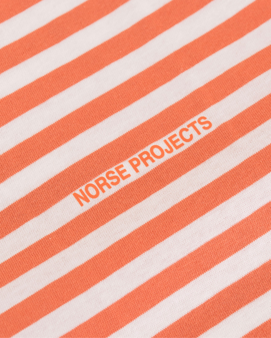 Herr | T-Shirts | Norse Projects | James Logo Stripe Long Sleeve Tee Burned Red