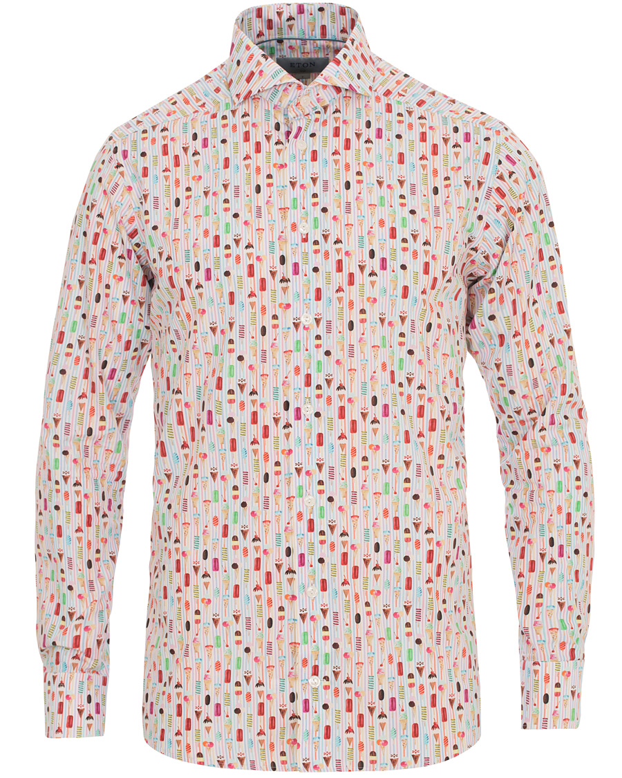 Herr | Skjortor | Eton | Slim Fit Poplin Printed Ice Cream Shirt Pink/Red