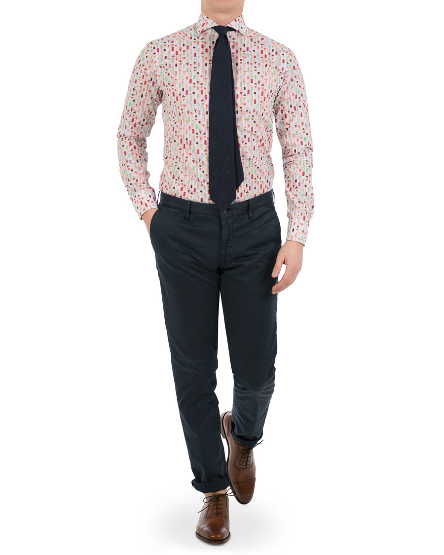 Herr | Skjortor | Eton | Slim Fit Poplin Printed Ice Cream Shirt Pink/Red