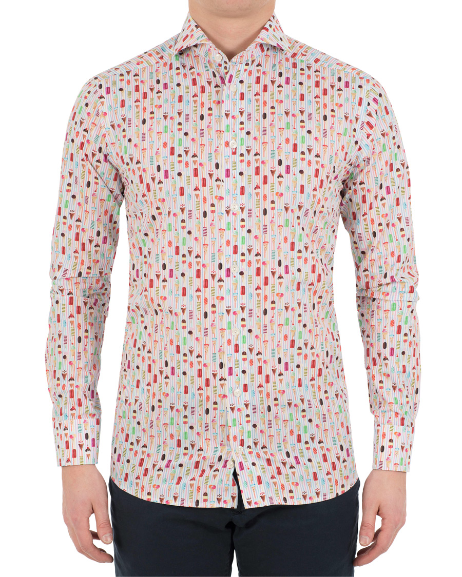 Herr | Skjortor | Eton | Slim Fit Poplin Printed Ice Cream Shirt Pink/Red