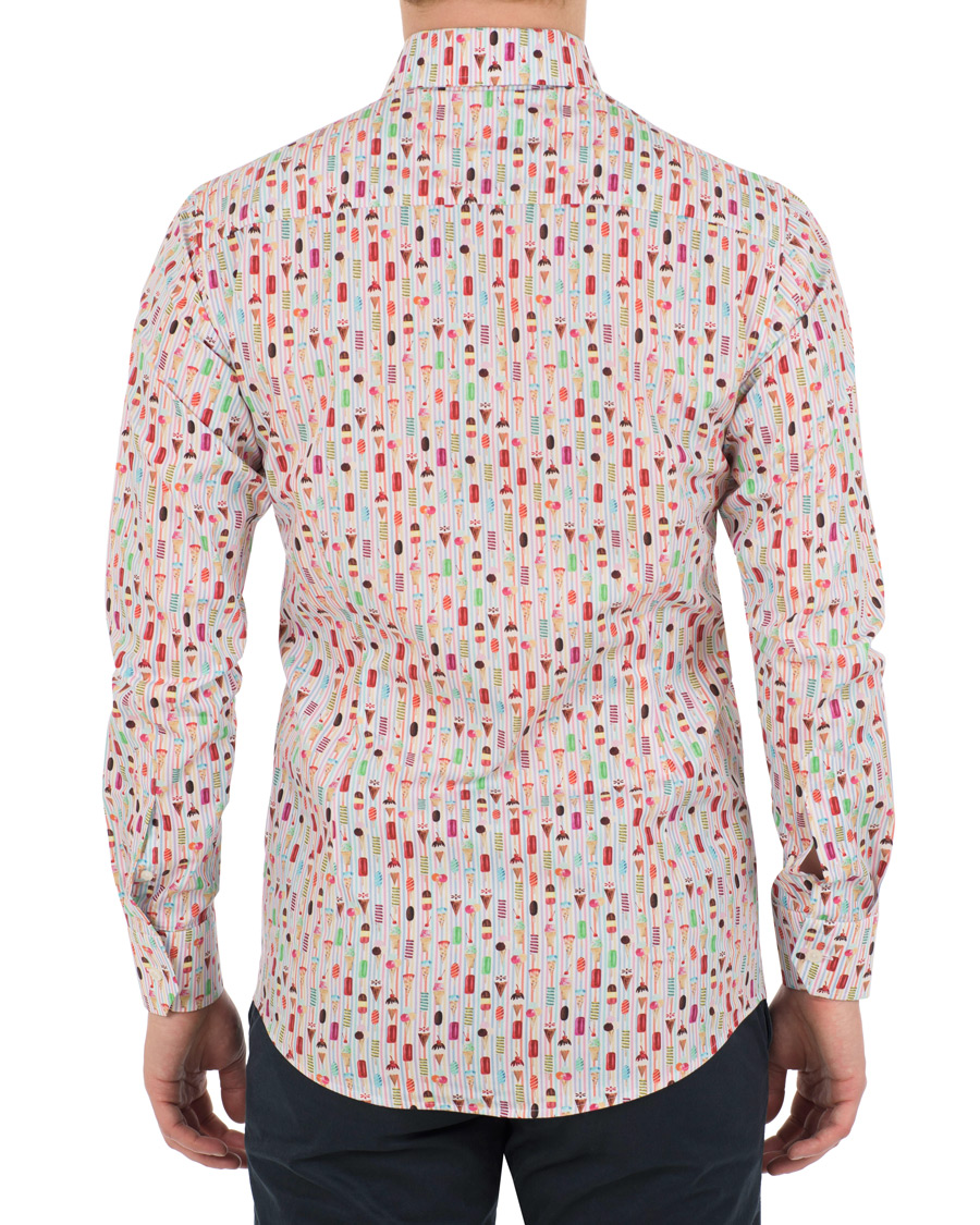 Herr | Skjortor | Eton | Slim Fit Poplin Printed Ice Cream Shirt Pink/Red