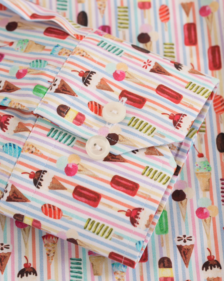 Herr | Skjortor | Eton | Slim Fit Poplin Printed Ice Cream Shirt Pink/Red