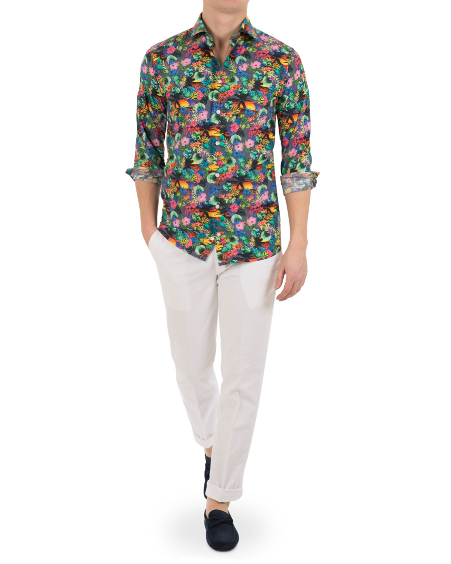 Herr | Skjortor | Eton | Super Slim Fit Printed Leafs Shirt Blue