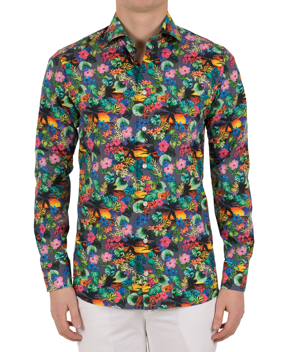 Herr | Skjortor | Eton | Super Slim Fit Printed Leafs Shirt Blue