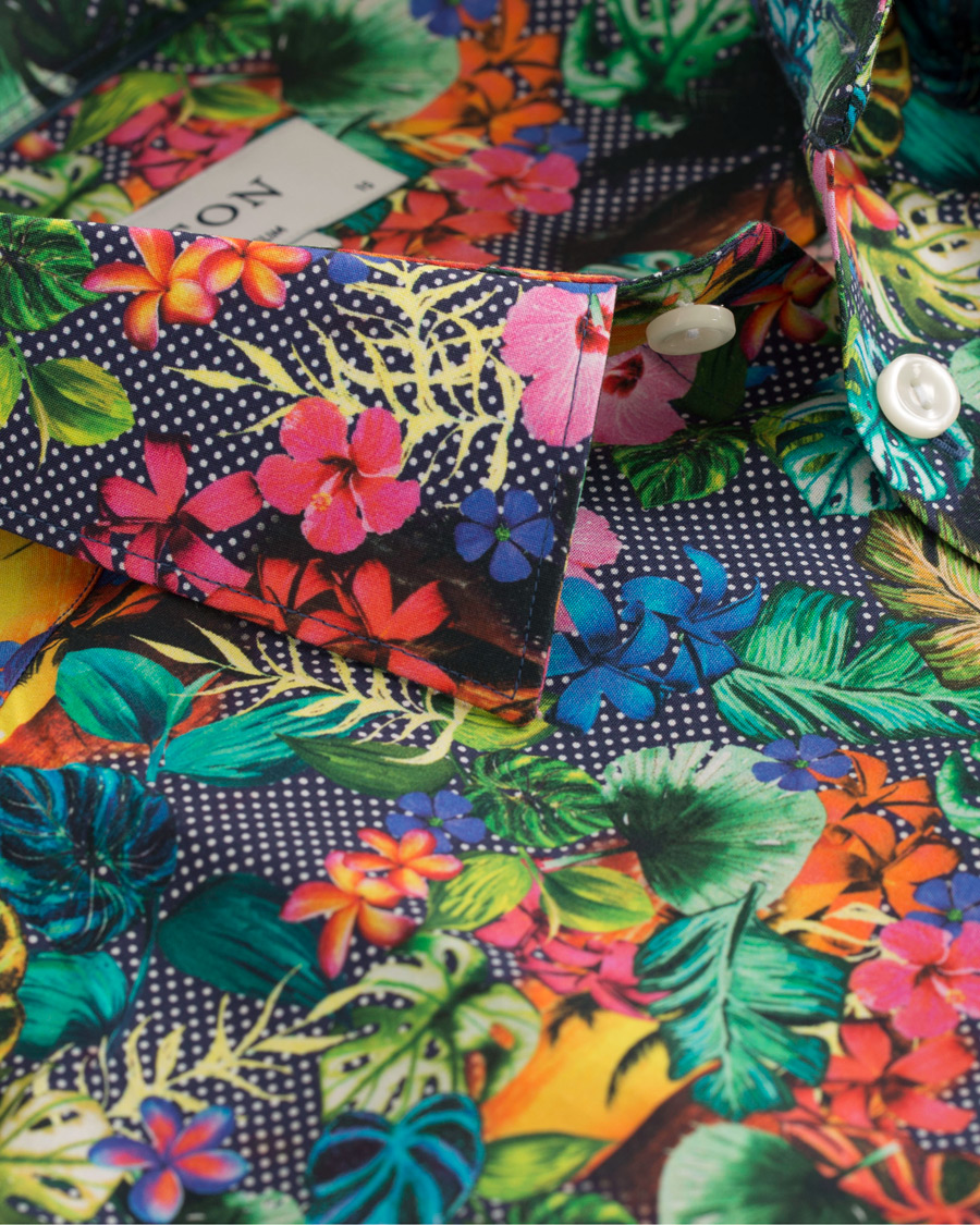 Herr | Skjortor | Eton | Super Slim Fit Printed Leafs Shirt Blue