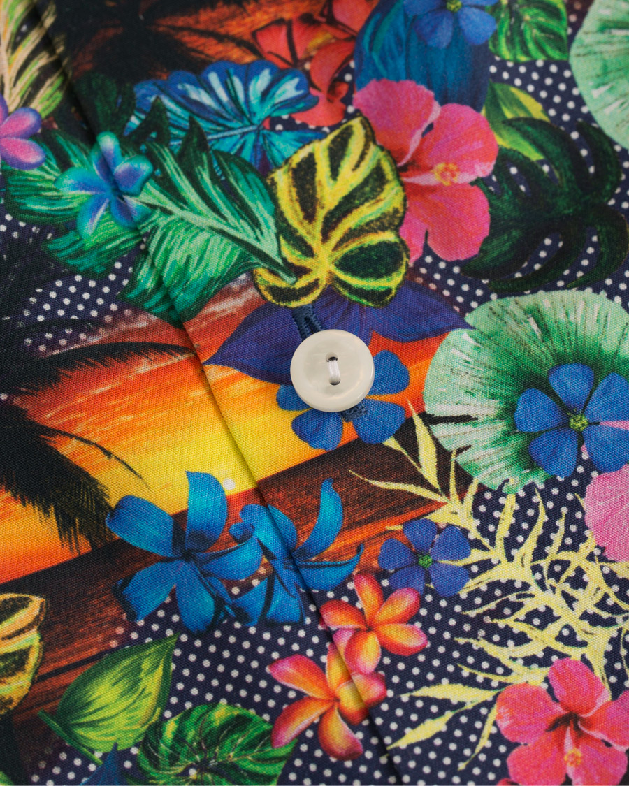 Herr | Skjortor | Eton | Super Slim Fit Printed Leafs Shirt Blue
