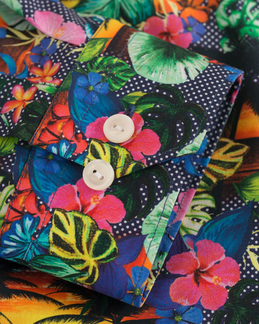 Herr | Skjortor | Eton | Super Slim Fit Printed Leafs Shirt Blue