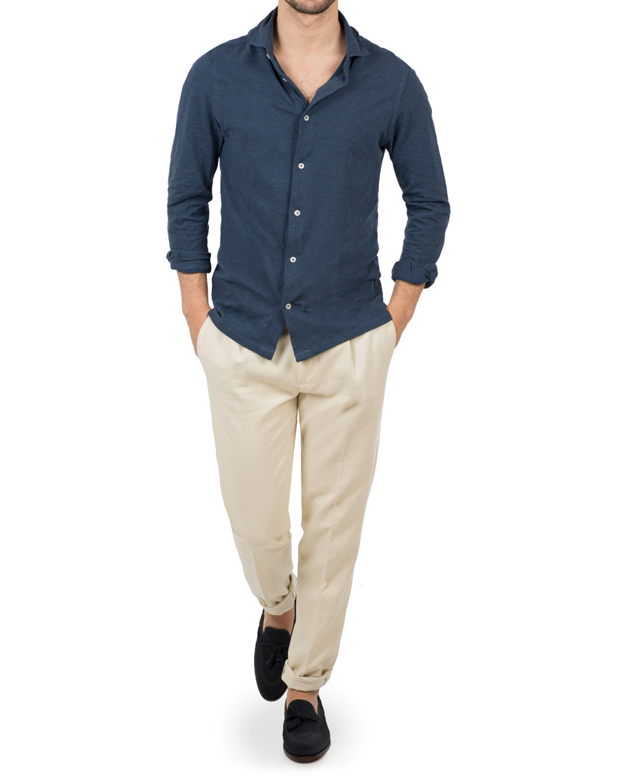 Herr | Skjortor | Barba Napoli | Jersey Shirt Blue