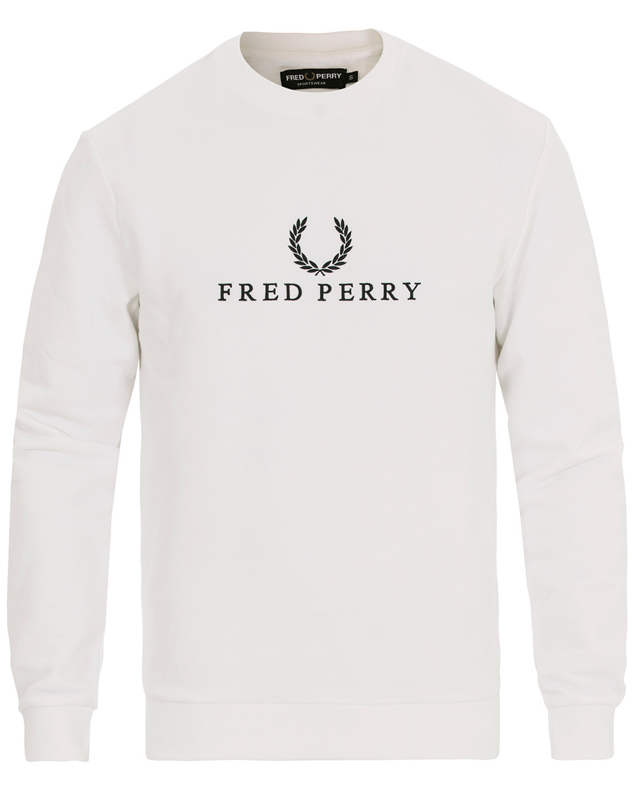 Herr | Tröjor | Fred Perry | Monocrome Tennis Logo Crew Neck Sweatshirt White