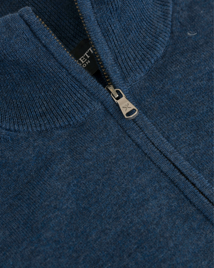 Herr | Tröjor | Hackett | Cotton/Silk Half Zip Dark Denim Blue