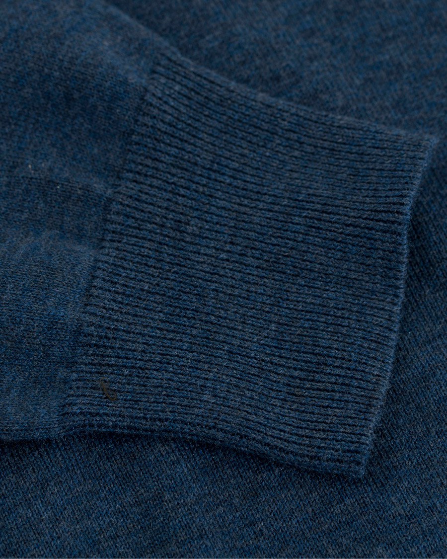 Herr | Tröjor | Hackett | Cotton/Silk Half Zip Dark Denim Blue