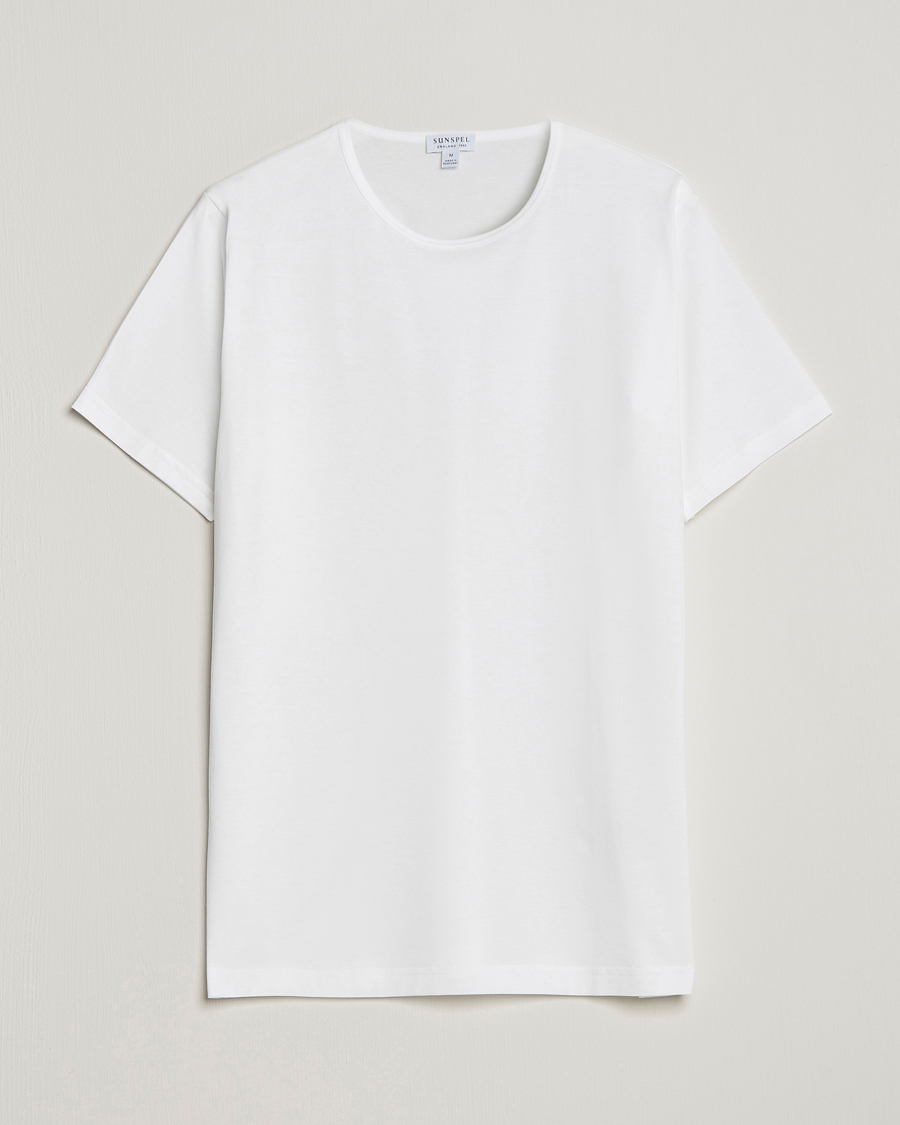 Herr | T-Shirts | Sunspel | Superfine Cotton Crew Neck T-Shirt White