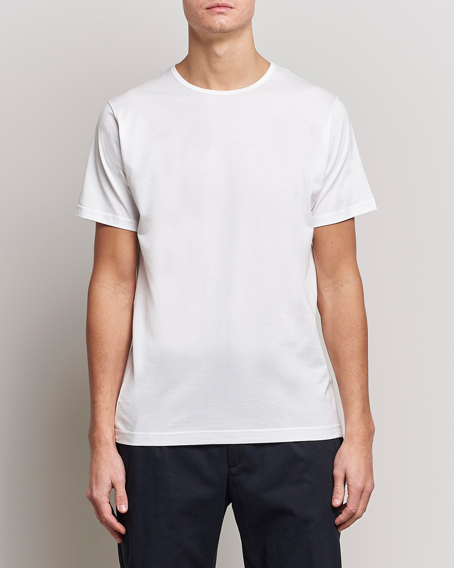 Herr | T-Shirts | Sunspel | Superfine Cotton Crew Neck T-Shirt White
