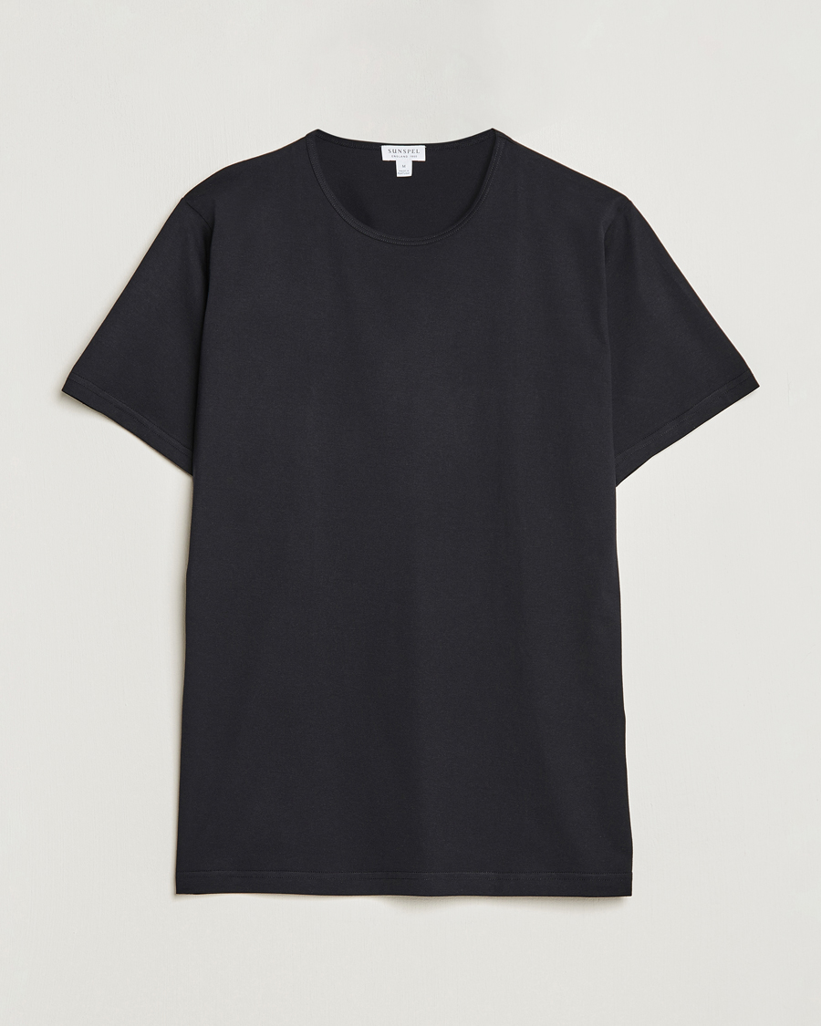 Herr | T-Shirts | Sunspel | Superfine Cotton Crew Neck Tee Black