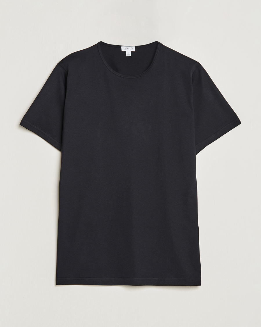 Herr | T-Shirts | Sunspel | Superfine Cotton Crew Neck T-Shirt Black