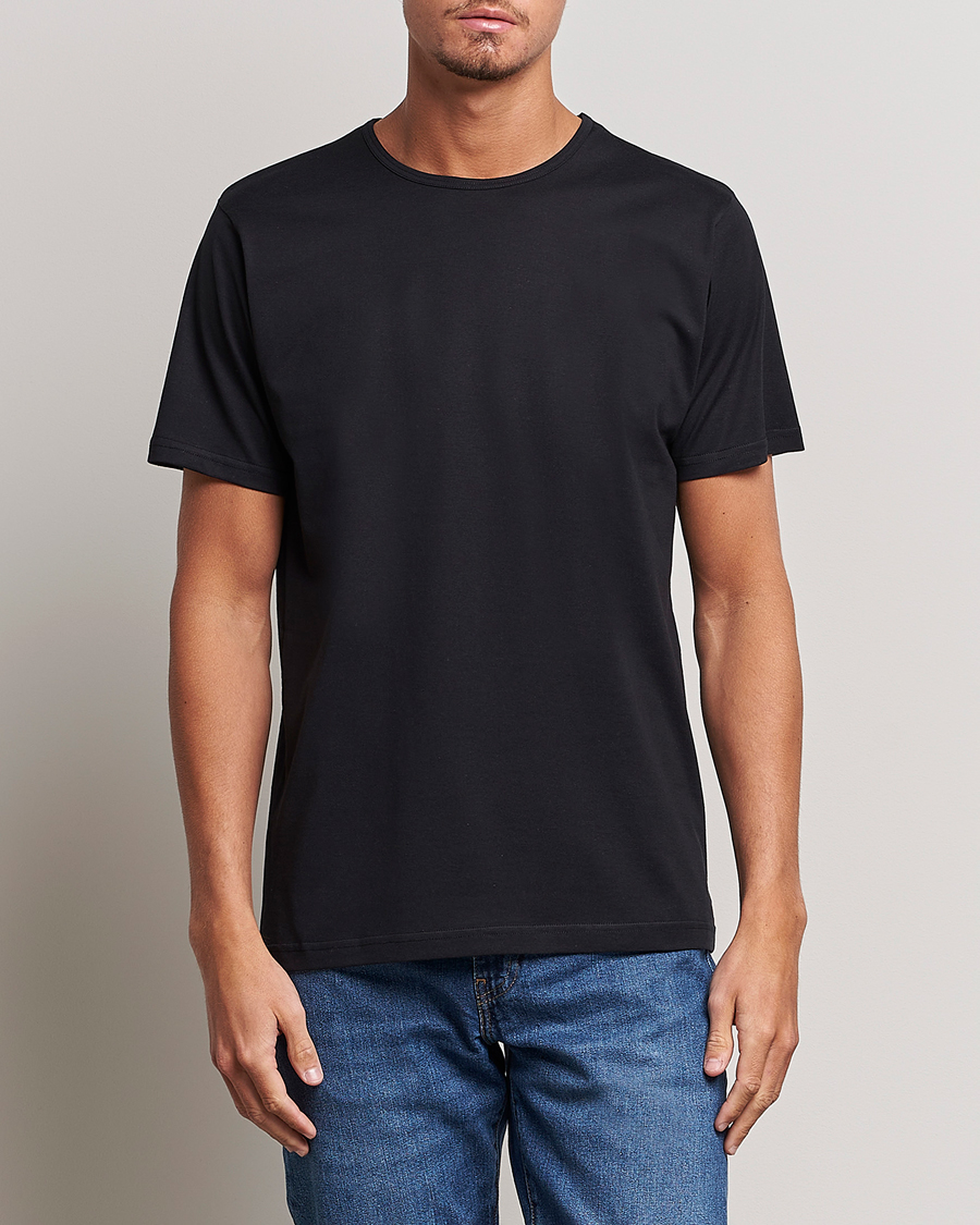 Herr | T-Shirts | Sunspel | Superfine Cotton Crew Neck T-Shirt Black