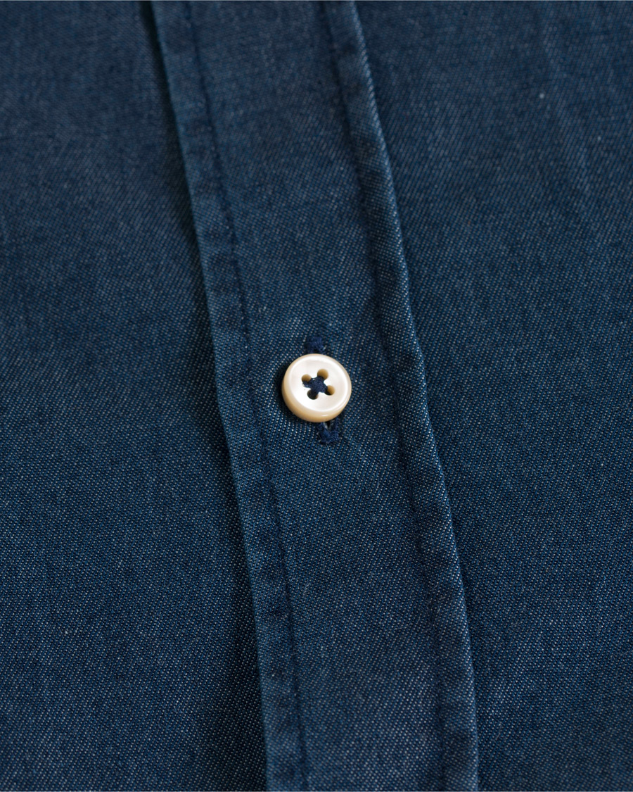 Herr | Skjortor | Stenströms | Slimline Garment Washed Shirt Dark Denim