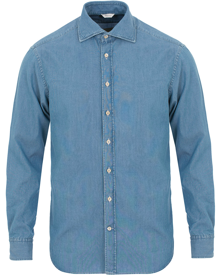 Herr | Skjortor | Stenströms | Fitted Body Garment Washed Shirt Light Denim