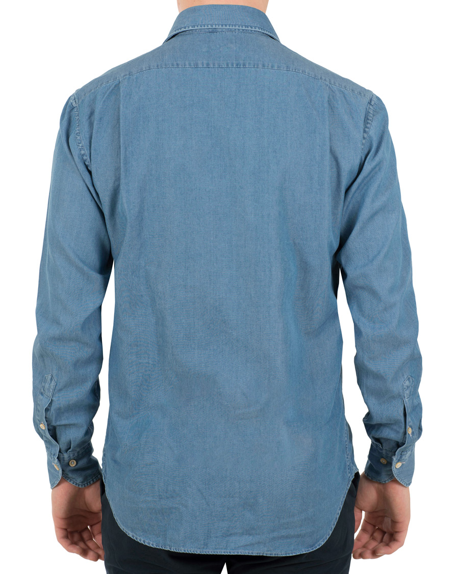 Herr | Skjortor | Stenströms | Fitted Body Garment Washed Shirt Light Denim