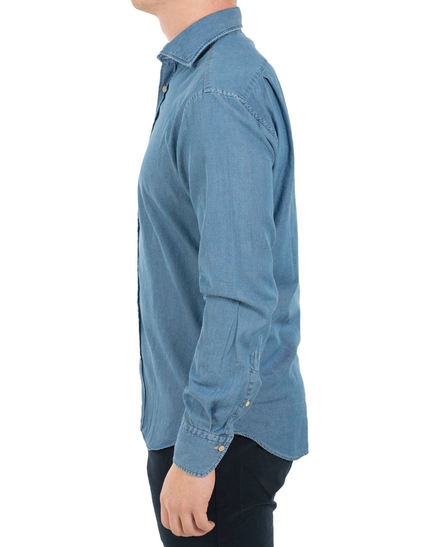 Herr | Skjortor | Stenströms | Fitted Body Garment Washed Shirt Light Denim
