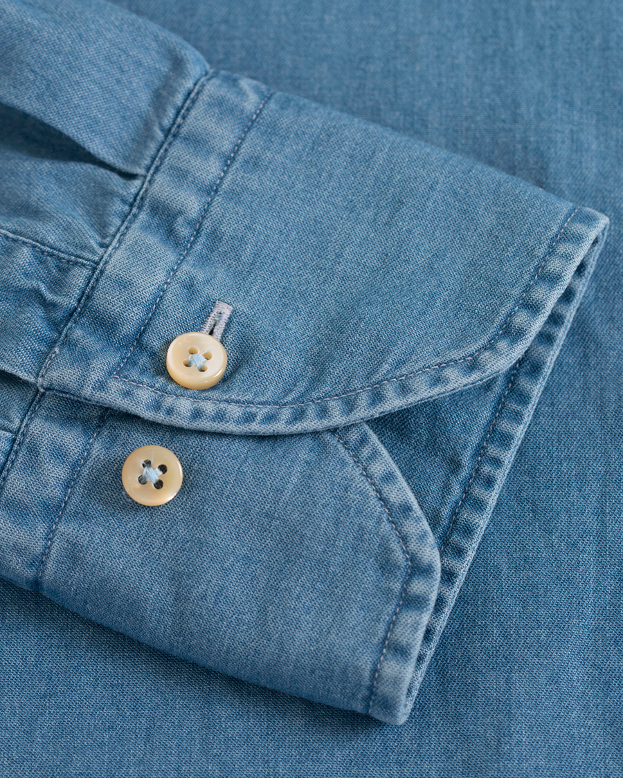 Herr | Skjortor | Stenströms | Fitted Body Garment Washed Shirt Light Denim
