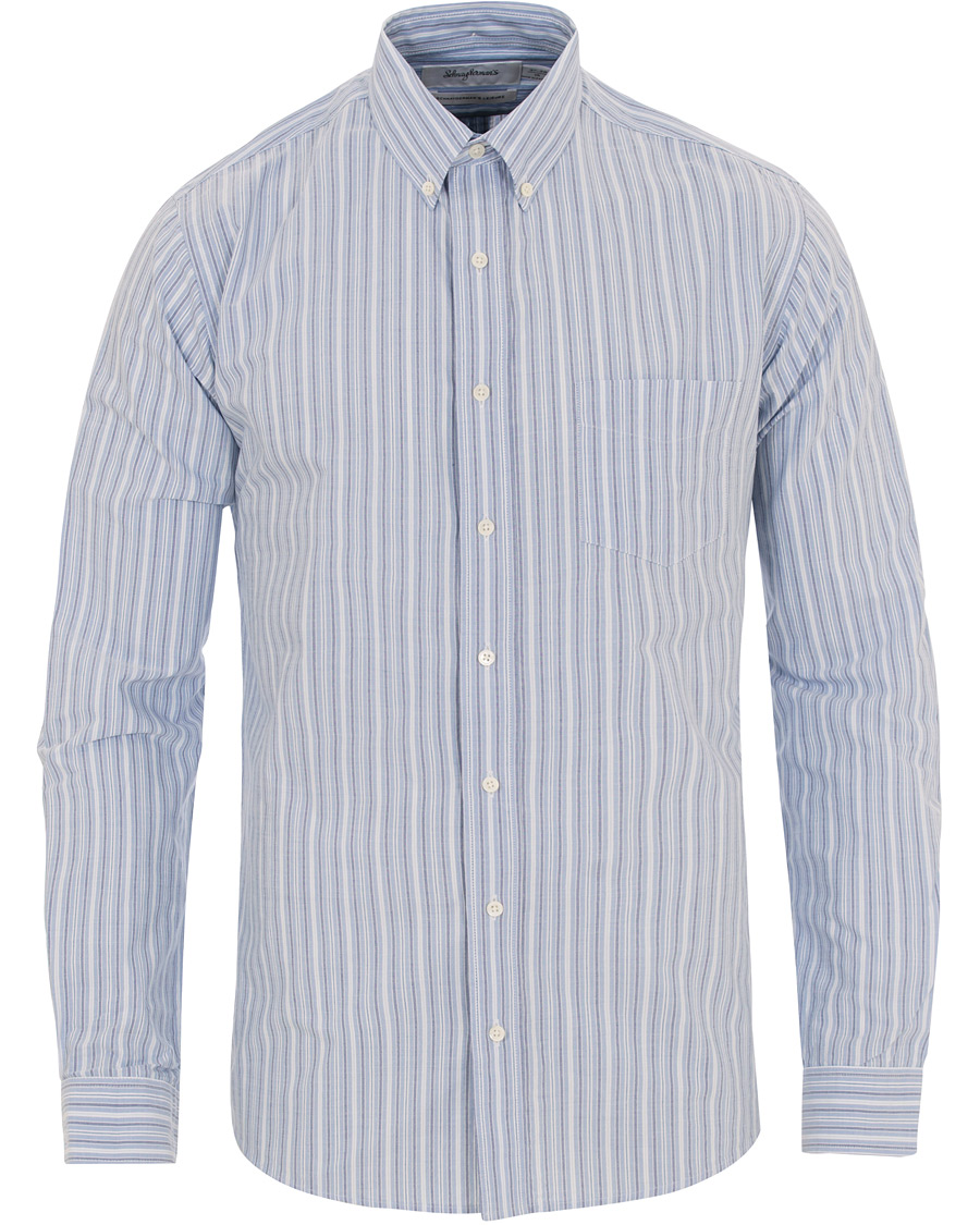 Herr | Skjortor | Schnayderman?s | Schnayderman’s Leisure Barre Faded Stripe Cotton Shirt Blue
