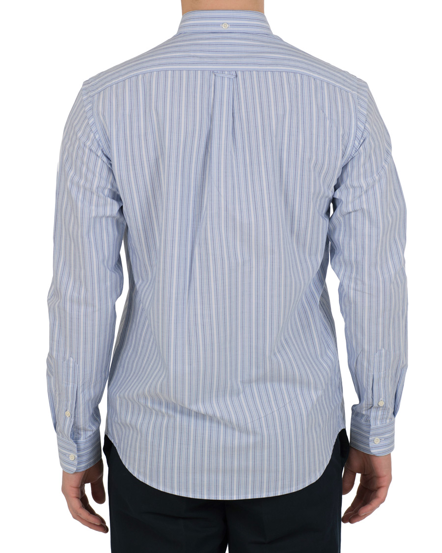 Herr | Skjortor | Schnayderman?s | Schnayderman’s Leisure Barre Faded Stripe Cotton Shirt Blue