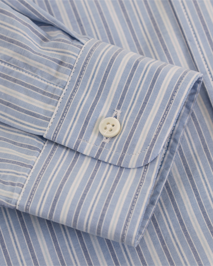 Herr | Skjortor | Schnayderman?s | Schnayderman’s Leisure Barre Faded Stripe Cotton Shirt Blue