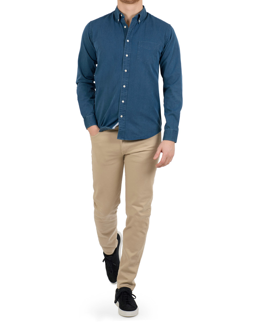 Herr | Skjortor | Schnayderman?s | Schnayderman's Leisure Indigo Jeans Shirt Mid blue
