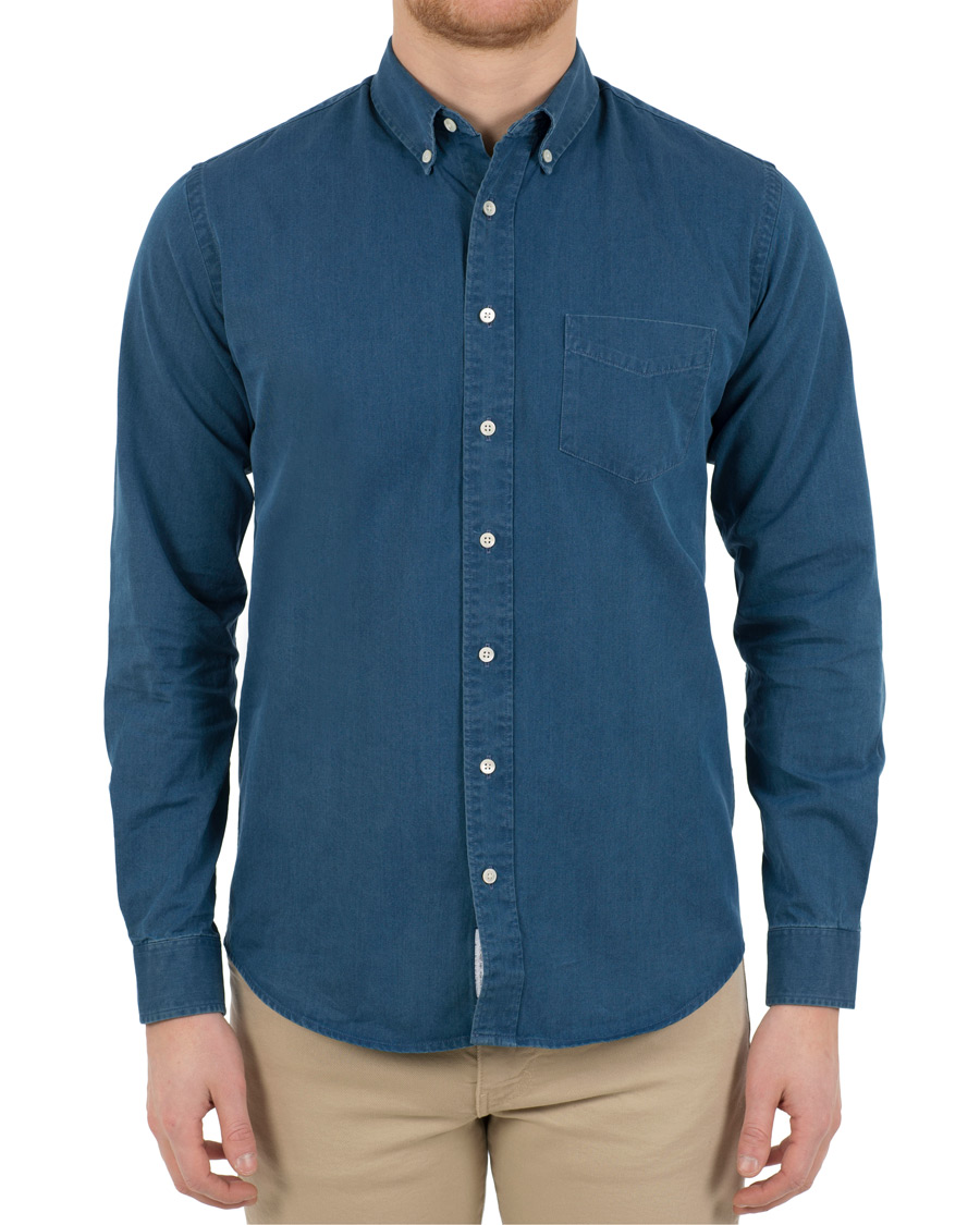 Herr | Skjortor | Schnayderman?s | Schnayderman's Leisure Indigo Jeans Shirt Mid blue