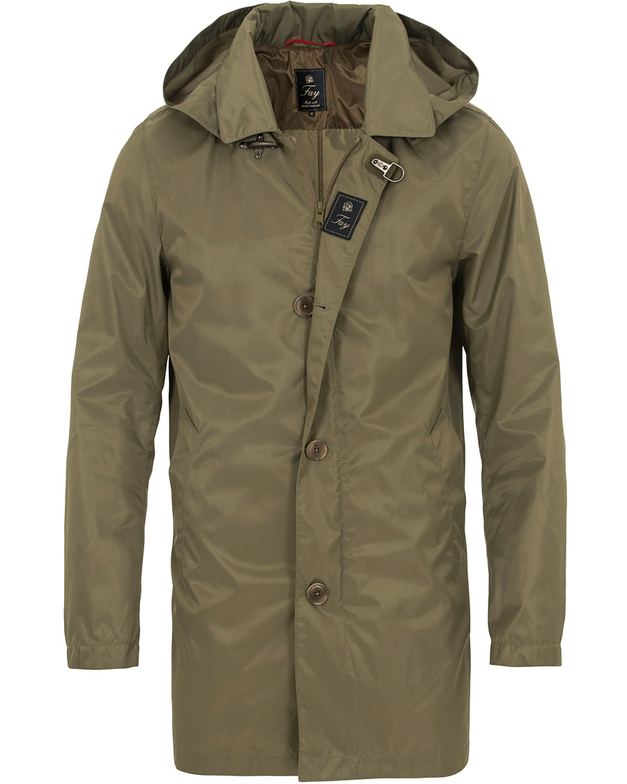 Herr | Jackor | Fay | Chelsea Nylon Memory Raincoat Military Green