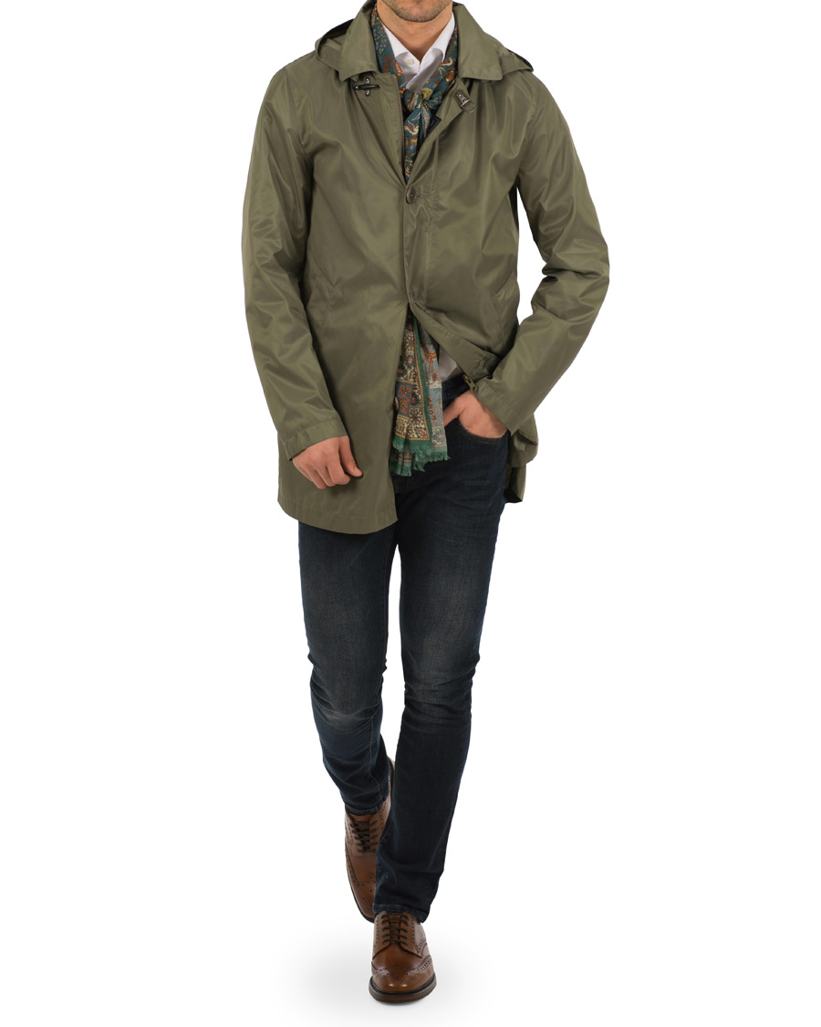 Herr | Jackor | Fay | Chelsea Nylon Memory Raincoat Military Green