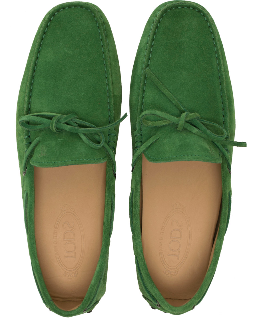 Herr | Tod's Laccetto Gommini Carshoe Green Suede | Tod's | Laccetto Gommini Carshoe Green Suede