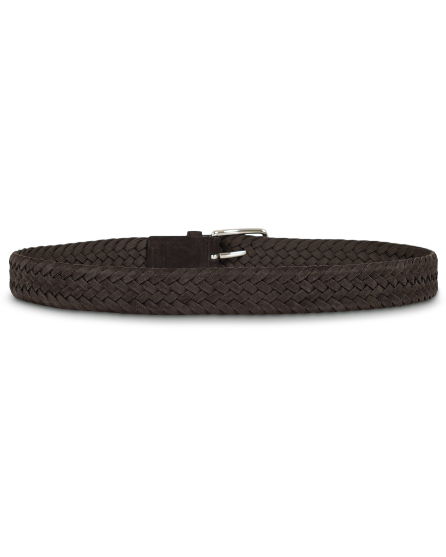 Herr | Tod's Intreccio Woven Belt 3,5 cm Dark Brown Suede | Tod's | Intreccio Woven Belt 3,5 cm Dark Brown Suede