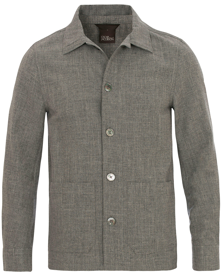 Herr | Jackor | Oscar Jacobson | Hannes Wool/Cotton/Linen Shirt Jacket Grey