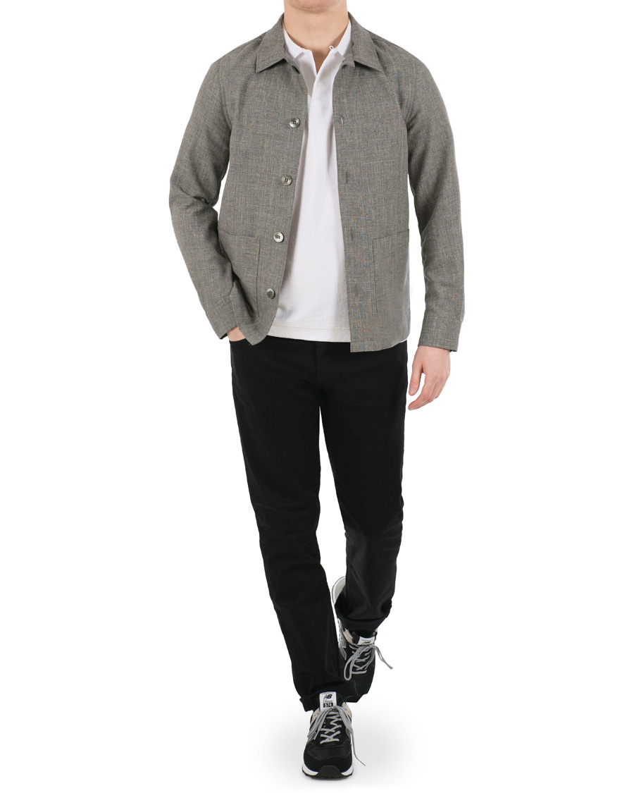 Herr | Jackor | Oscar Jacobson | Hannes Wool/Cotton/Linen Shirt Jacket Grey