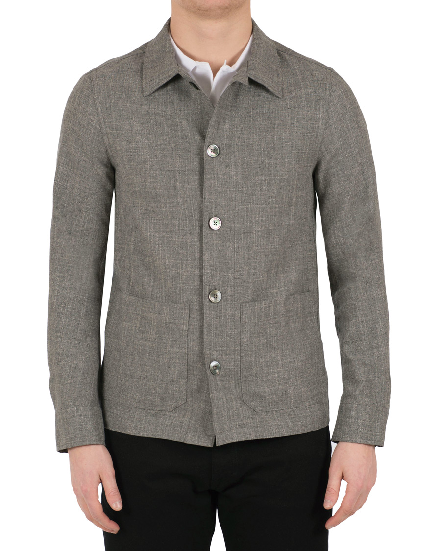 Herr | Jackor | Oscar Jacobson | Hannes Wool/Cotton/Linen Shirt Jacket Grey