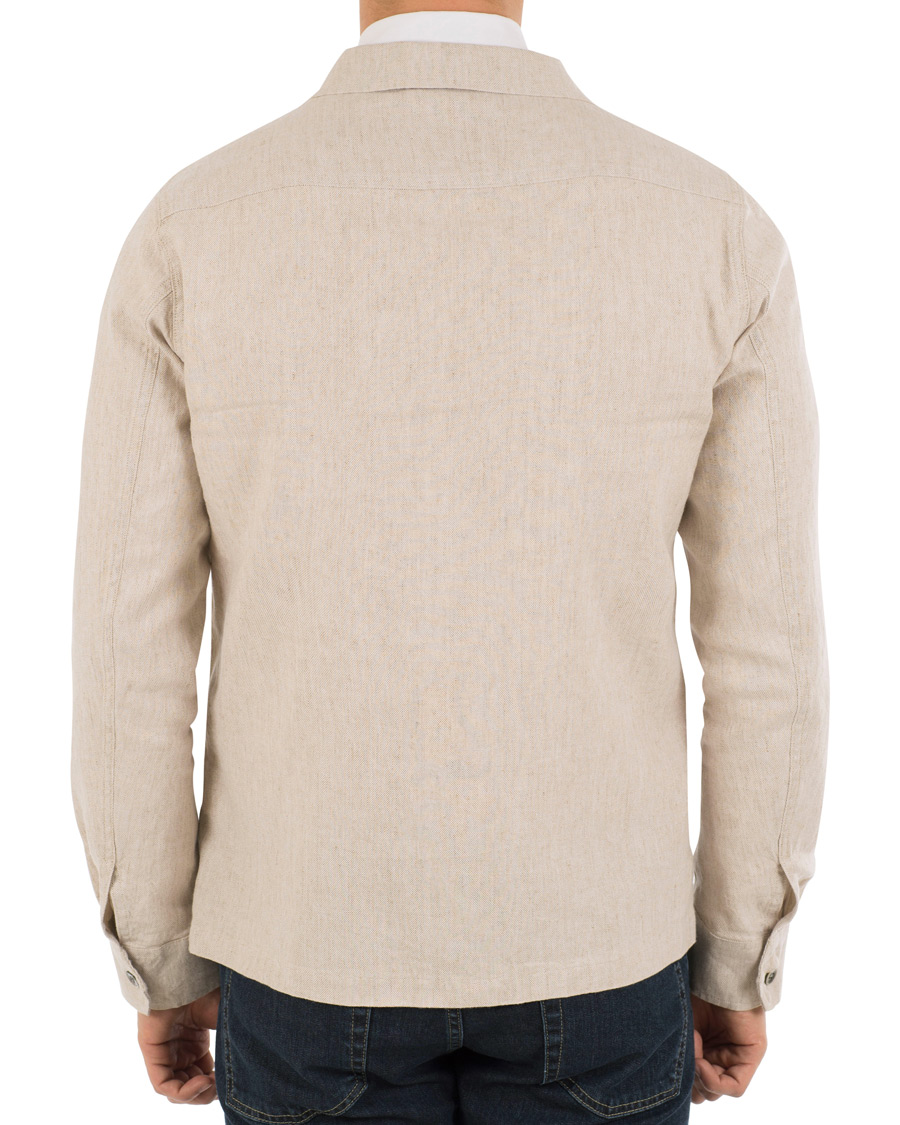 Herr | Jackor | Oscar Jacobson | Hannes Cotton/Linen Garment Wash Shirt Jacket Beige