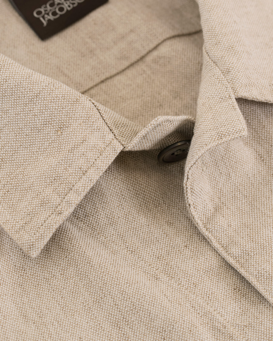Herr | Jackor | Oscar Jacobson | Hannes Cotton/Linen Garment Wash Shirt Jacket Beige