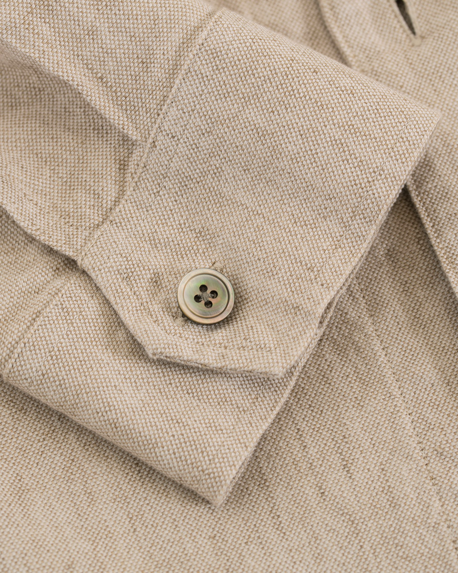 Herr | Jackor | Oscar Jacobson | Hannes Cotton/Linen Garment Wash Shirt Jacket Beige