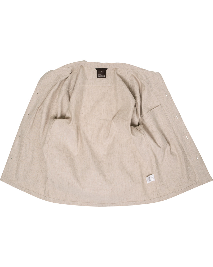 Herr | Jackor | Oscar Jacobson | Hannes Cotton/Linen Garment Wash Shirt Jacket Beige